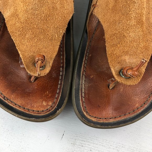 DONALD J PLINER Sport Men's 13M Moro Brown Leather Moc Strap Thong Sandals ITALY - Picture 7 of 13